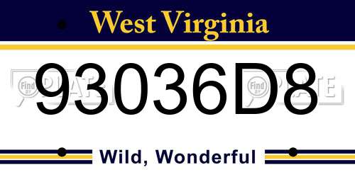 93036D8 West Virginia License Plate