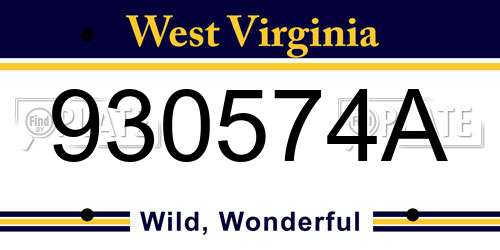 930574A West Virginia License Plate