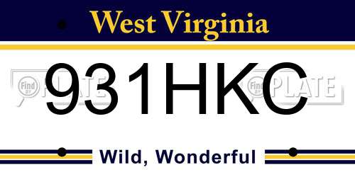 931HKC West Virginia License Plate