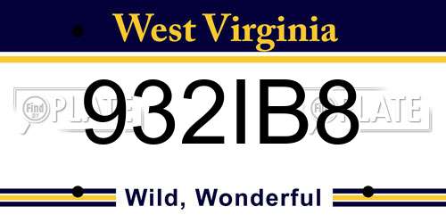 932IB8 West Virginia License Plate
