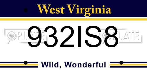 932IS8 West Virginia License Plate