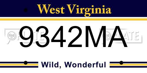 9342MA West Virginia License Plate