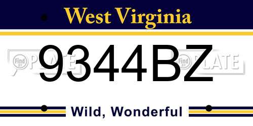 9344BZ West Virginia License Plate