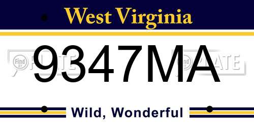 9347MA West Virginia License Plate