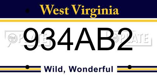 934AB2 West Virginia License Plate