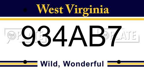 934AB7 West Virginia License Plate