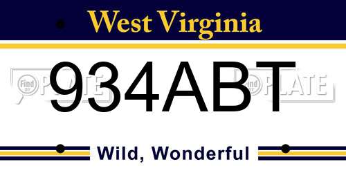 934ABT West Virginia License Plate