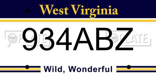 934ABZ West Virginia License Plate