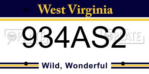 934AS2 West Virginia License Plate