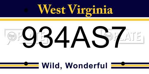 934AS7 West Virginia License Plate