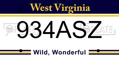 934ASZ West Virginia License Plate