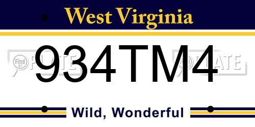 934TM4 West Virginia License Plate
