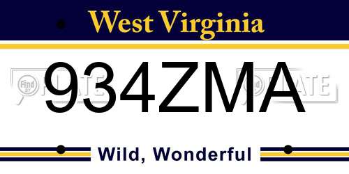 934ZMA West Virginia License Plate
