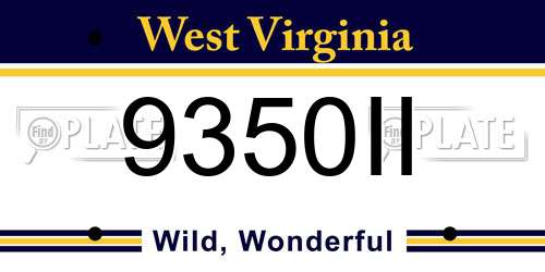 9350II West Virginia License Plate