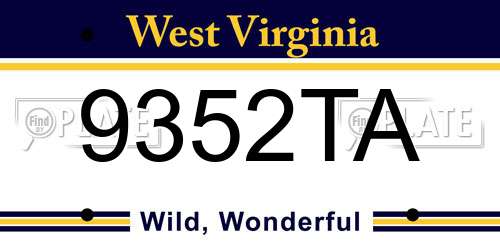 9352TA West Virginia License Plate