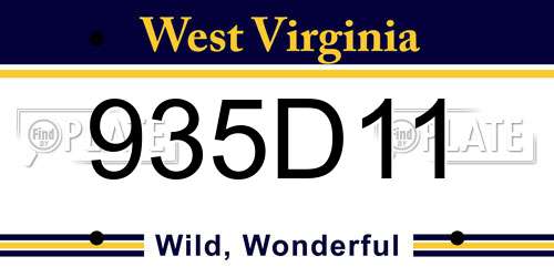 935D11 West Virginia License Plate
