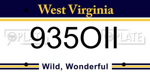 935OII West Virginia License Plate