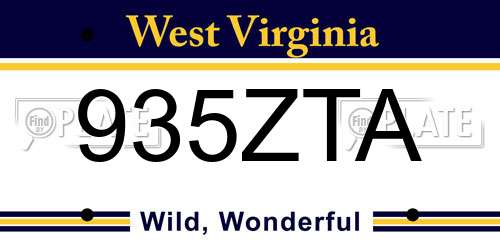 935ZTA West Virginia License Plate