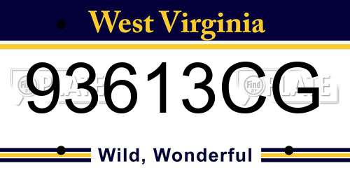 93613CG West Virginia License Plate