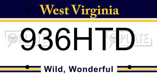 936HTD West Virginia License Plate