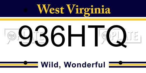 936HTQ West Virginia License Plate