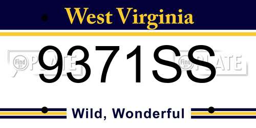 9371SS West Virginia License Plate