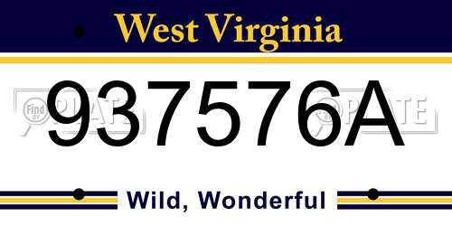 937576A West Virginia License Plate