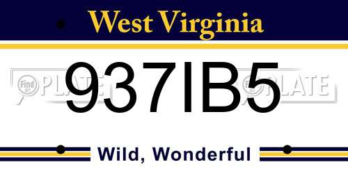 937IB5 West Virginia License Plate