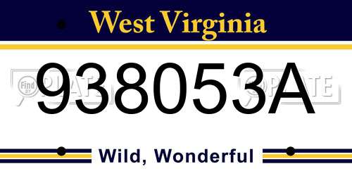 938053A West Virginia License Plate