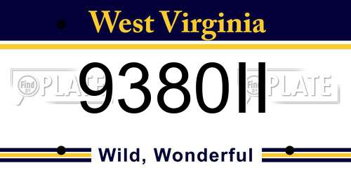 9380II West Virginia License Plate