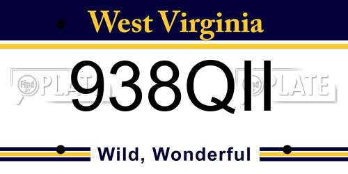938QII West Virginia License Plate
