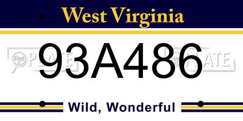 93A486 West Virginia License Plate