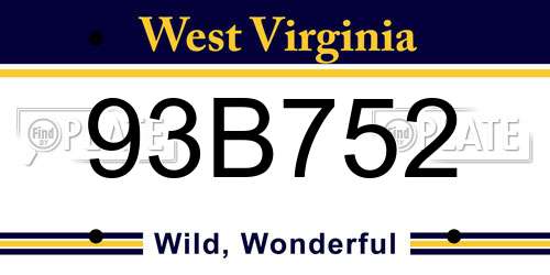 93B752 West Virginia License Plate