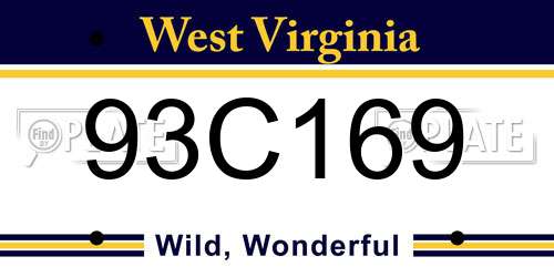 93C169 West Virginia License Plate