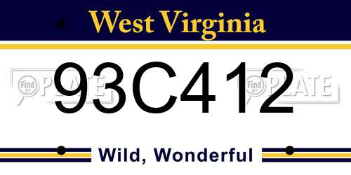 93C412 West Virginia License Plate