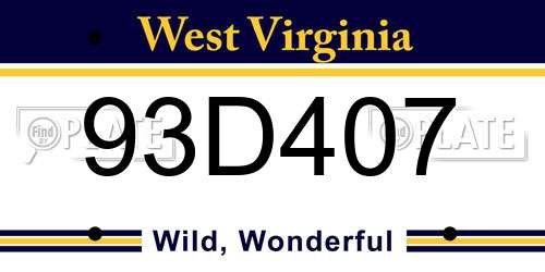 93D407 West Virginia License Plate