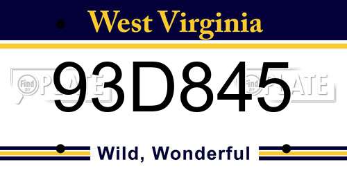 93D845 West Virginia License Plate