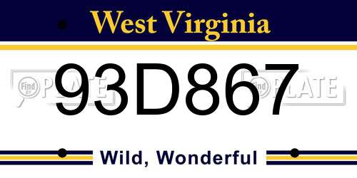 93D867 West Virginia License Plate