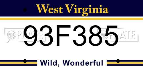 93F385 West Virginia License Plate