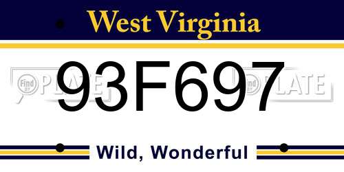 93F697 West Virginia License Plate