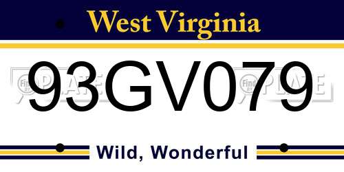 93GV079 West Virginia License Plate