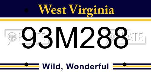 93M288 West Virginia License Plate