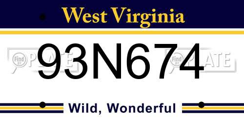 93N674 West Virginia License Plate