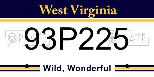 93P225 West Virginia License Plate
