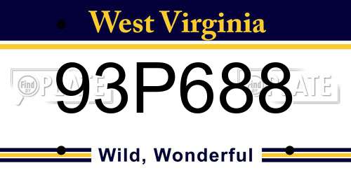 93P688 West Virginia License Plate