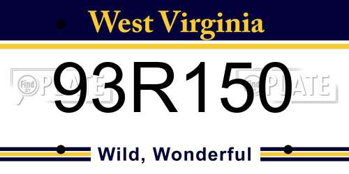 93R150 West Virginia License Plate