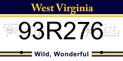 93R276 West Virginia License Plate