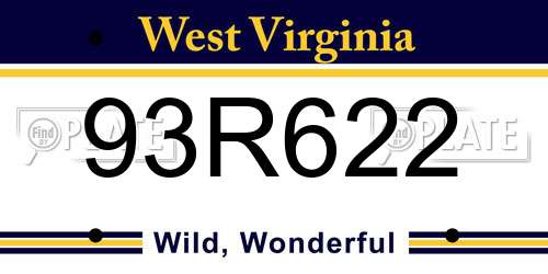 93R622 West Virginia License Plate