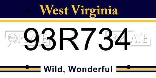 93R734 West Virginia License Plate