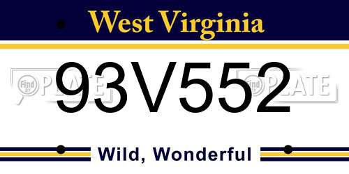 93V552 West Virginia License Plate